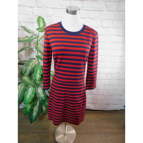 GAP Red & Navy Striped Knit Dress With Back Zip & Pockets Small - Picture 1 of 9